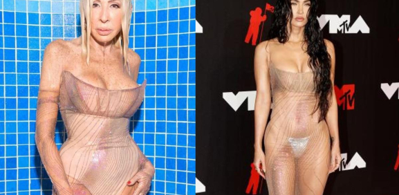 Comparan a Laura Bozzo y Megan Fox por vestido transparente