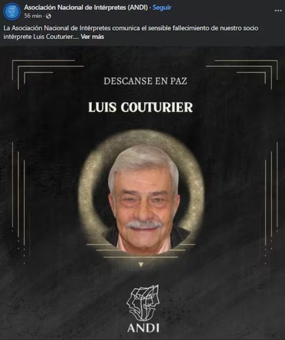 Fallece el actor Luis Couturier